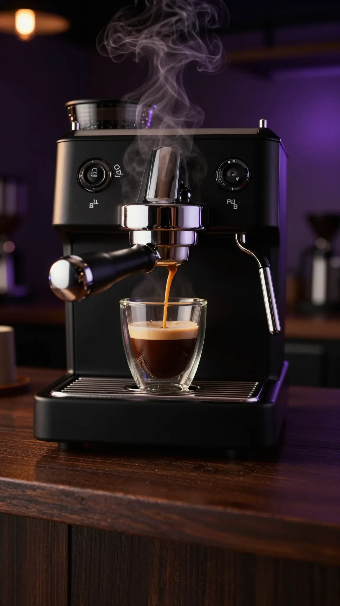 The same espresso render reframed to a 9:16 vertical